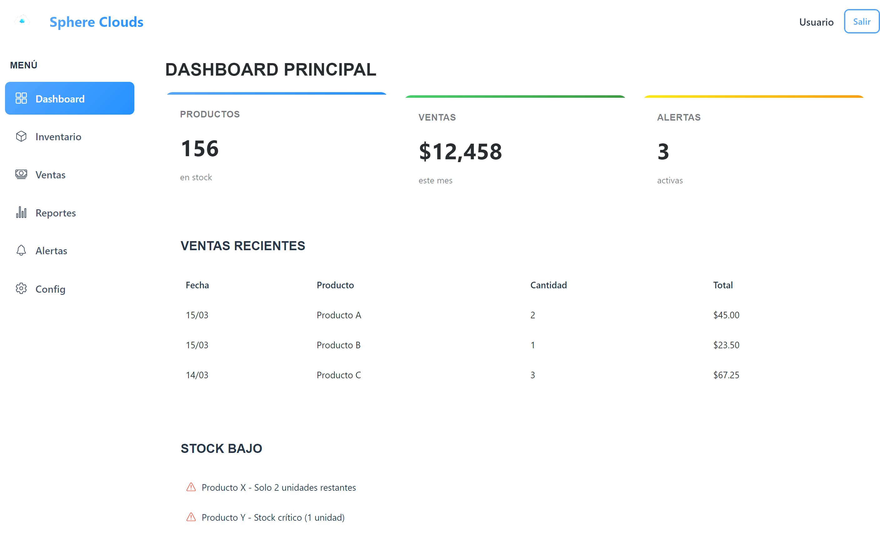 Interfaz de Sphere Retail Manager